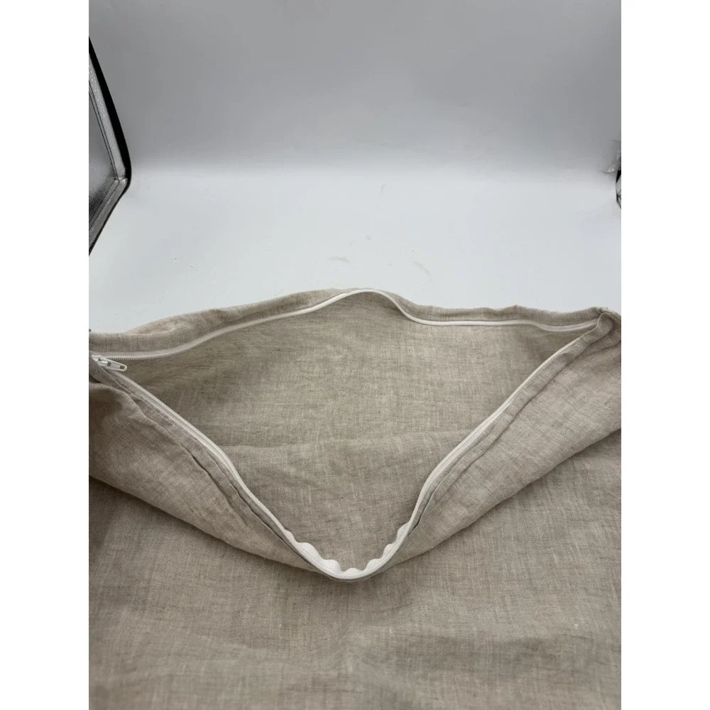 NWOT Beige Linen Pillow Cover W/ Zipper Closure STANDARD Size 23.5x19inch